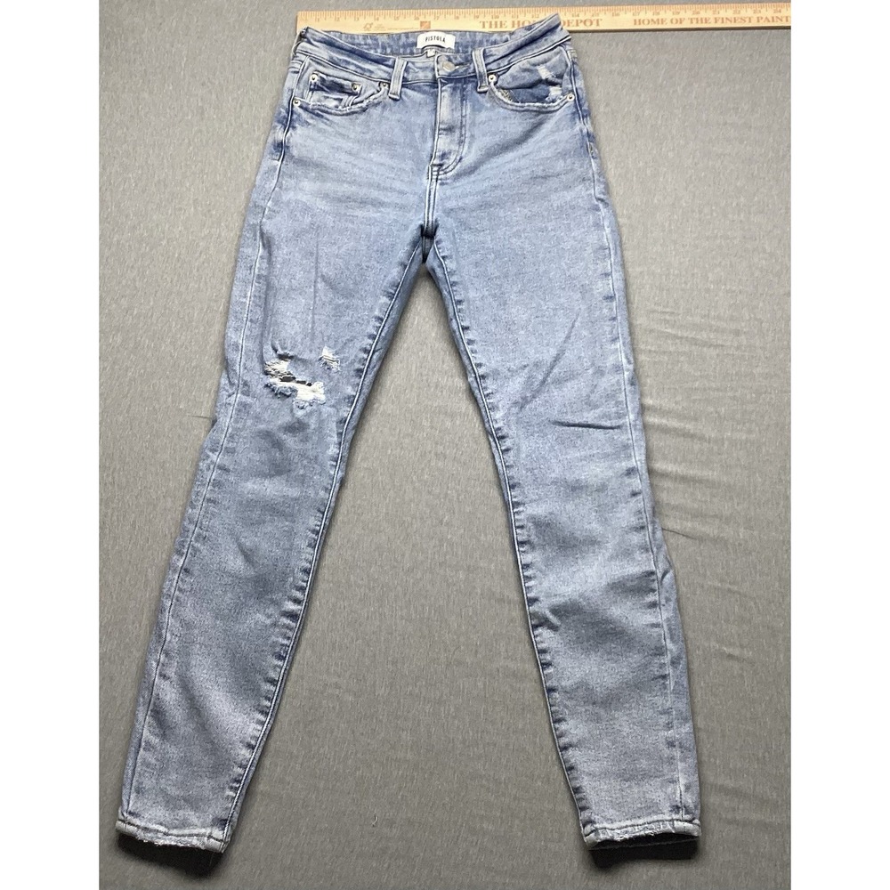 Women's Pistola High Rise Skinny Jeans Size 27 Light Wash Denim Distressed